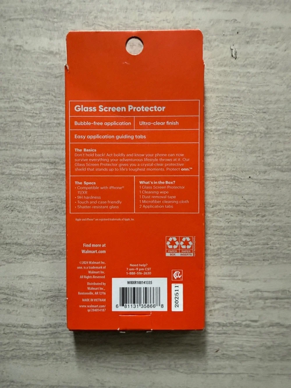 protect onn. Tempered Glass Screen Protector for iPhone 11/XR - Orange